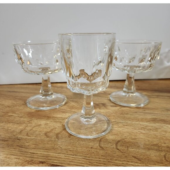 Arcoroc Arctic Goblets Mixed Set of 3 Glasses Wine Goblet Footed Cups France - Picture 1 of 12